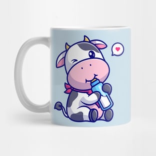 Cute Cow Drink Milk Cartoon Mug